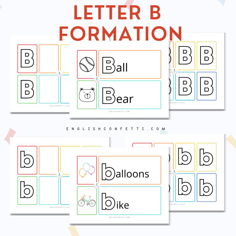 Forming letter B worksheets for preschool and kindergarten age children