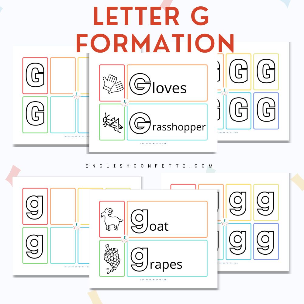 letter G worksheets for preschool and kindergarten age children