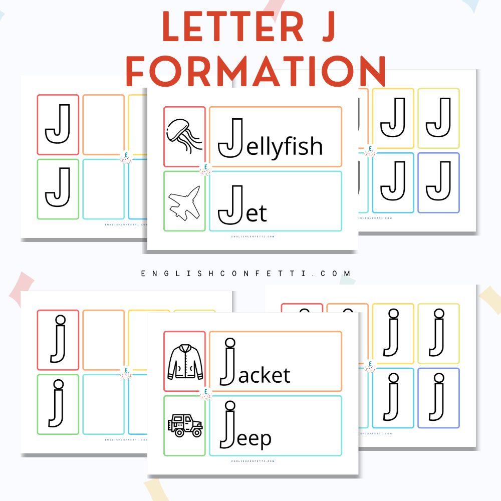 letter J worksheets for preschool and kindergarten age children