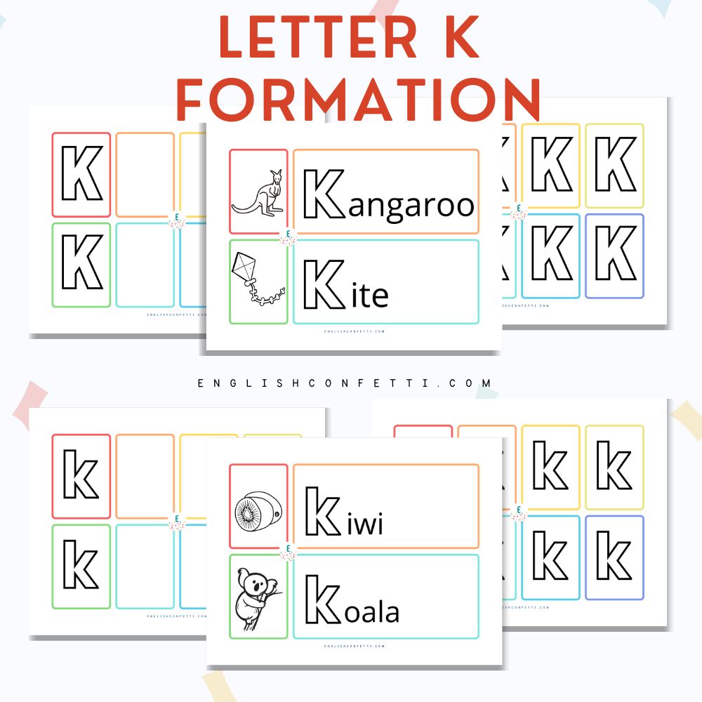 letter K worksheets for preschool and kindergarten age children