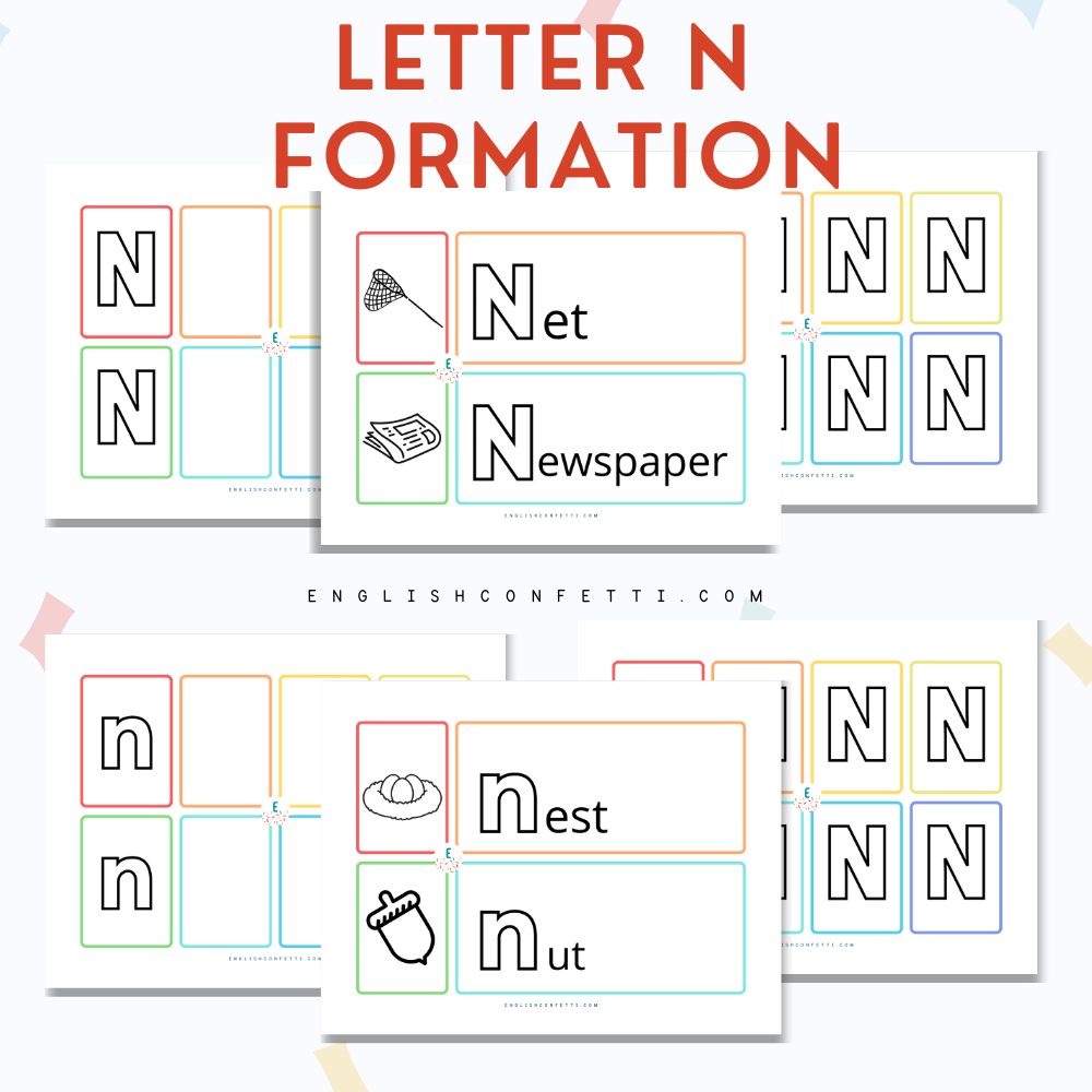 letter N worksheets for preschool and kindergarten age children