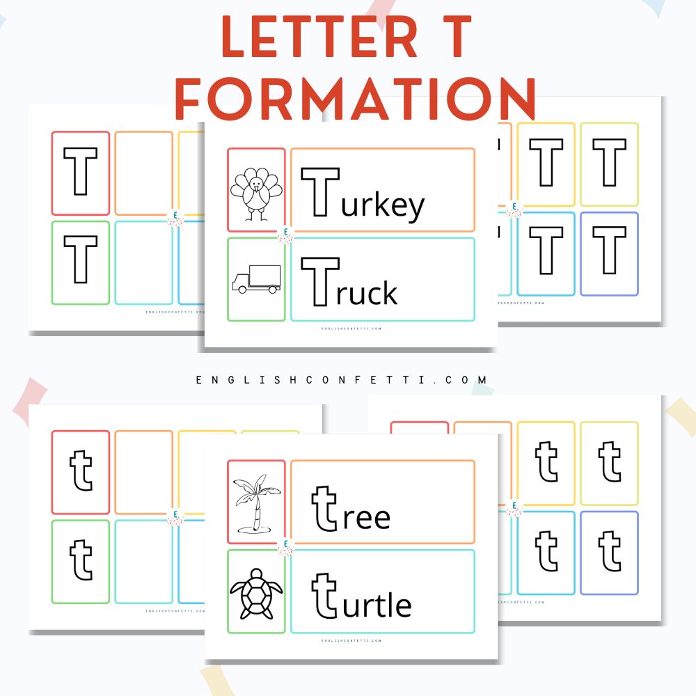letter T worksheets for preschool and kindergarten age children