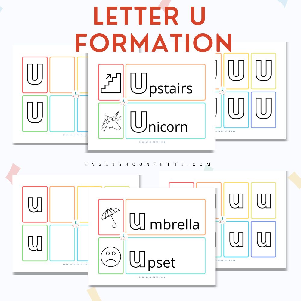 letter U worksheets for preschool and kindergarten age children