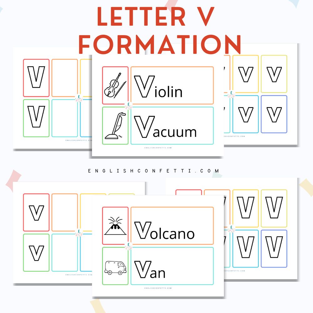letter V worksheets for preschool and kindergarten age children