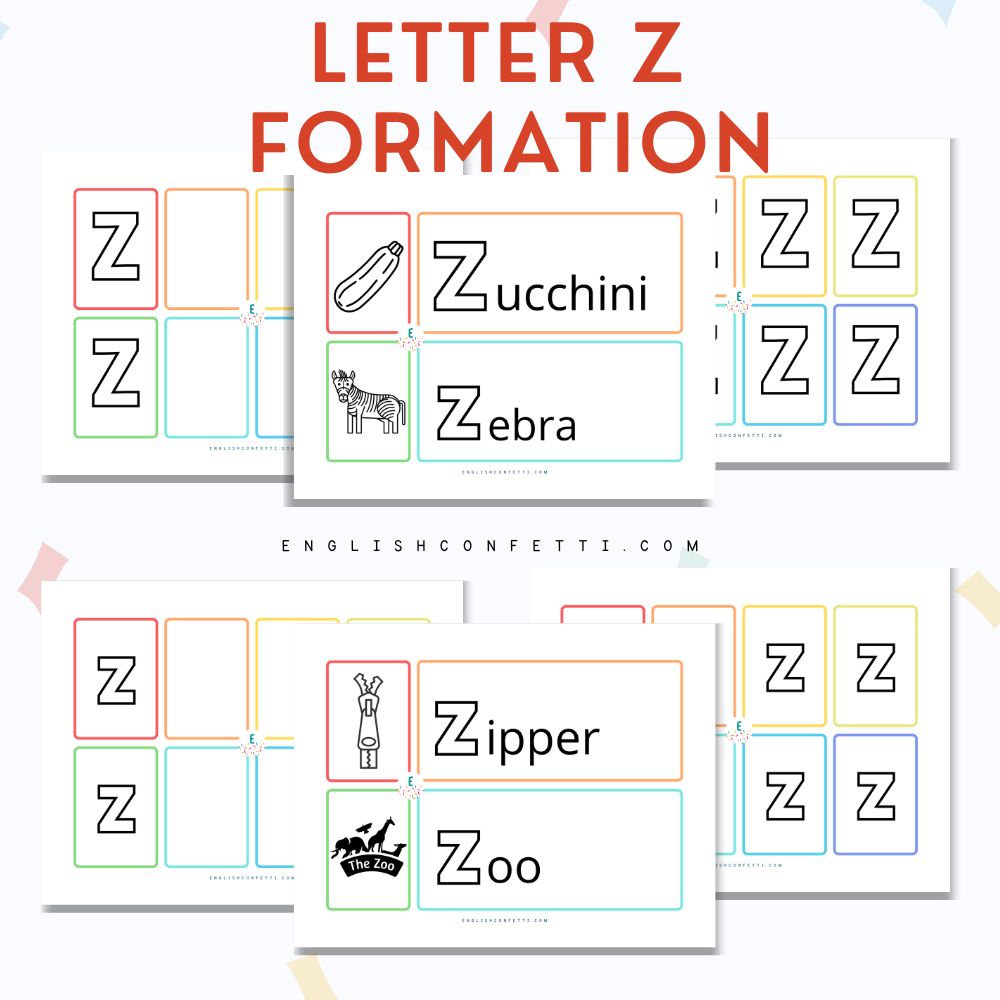 letter Z worksheets and printables for preschool and kindergarten age children