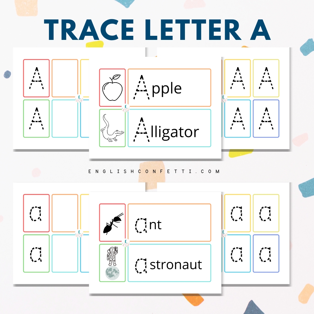 Kindergarten and Preschool Letter A Tracing Worksheets 