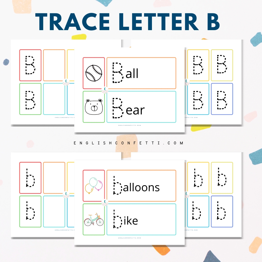Kindergarten and Preschool Letter B Tracing Worksheets 