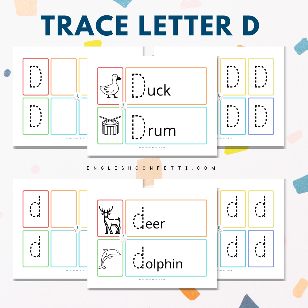 Kindergarten and Preschool Letter D Tracing Worksheets 