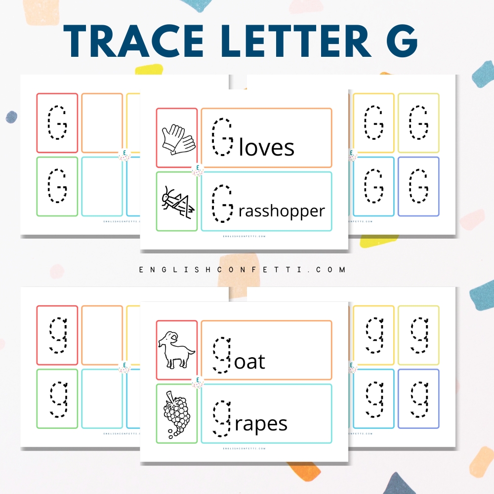 Kindergarten and Preschool Letter G Tracing Worksheets 