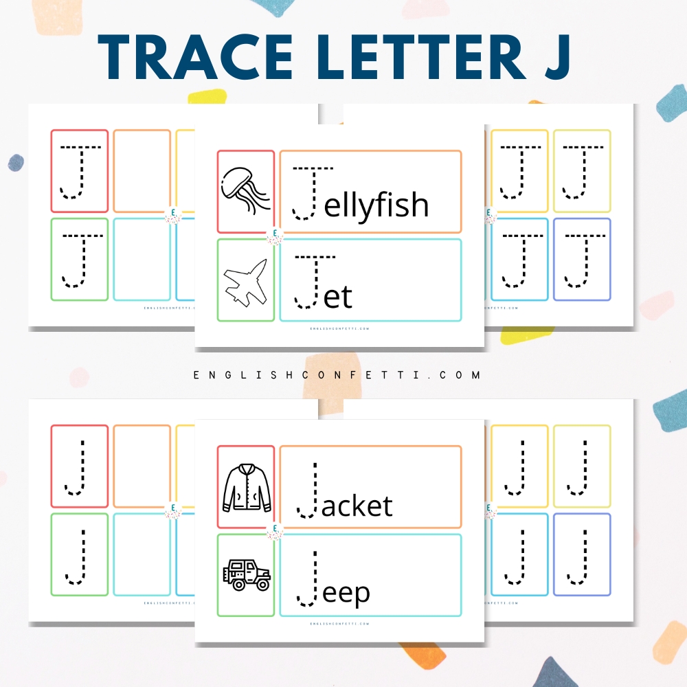 Kindergarten and Preschool Letter J Tracing Worksheets 