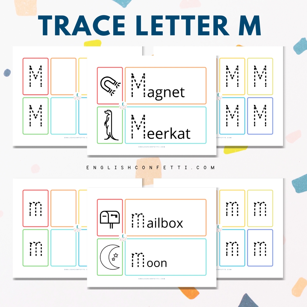 Kindergarten and Preschool Letter M Tracing Worksheets 