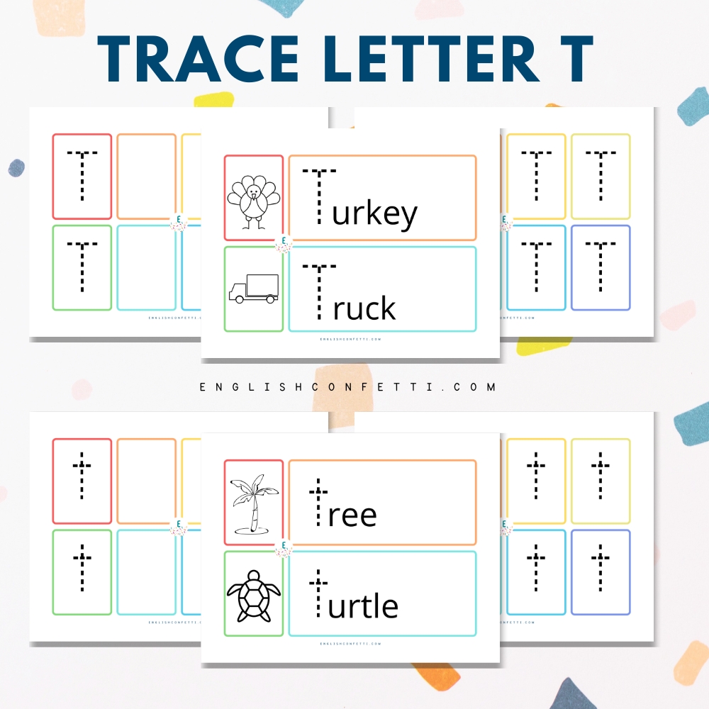 Kindergarten and Preschool Letter T Tracing Worksheets 