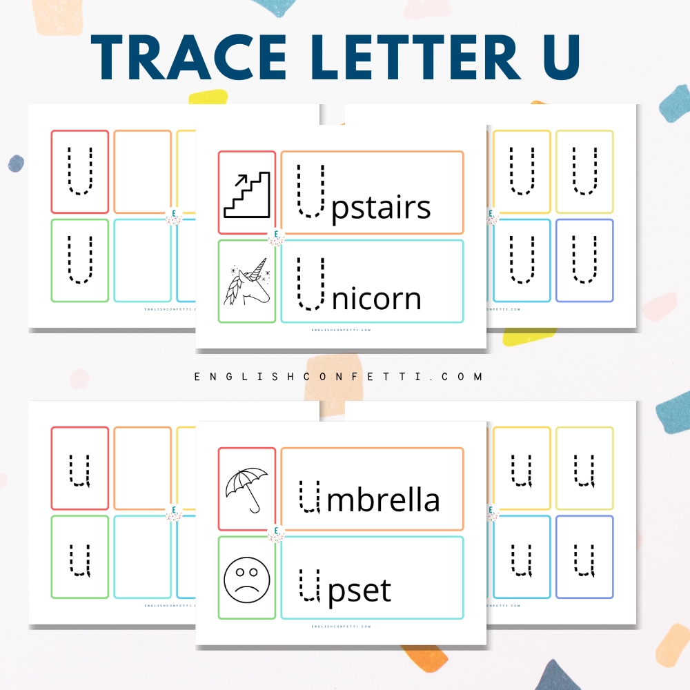 Kindergarten and Preschool Letter U Tracing Worksheets 