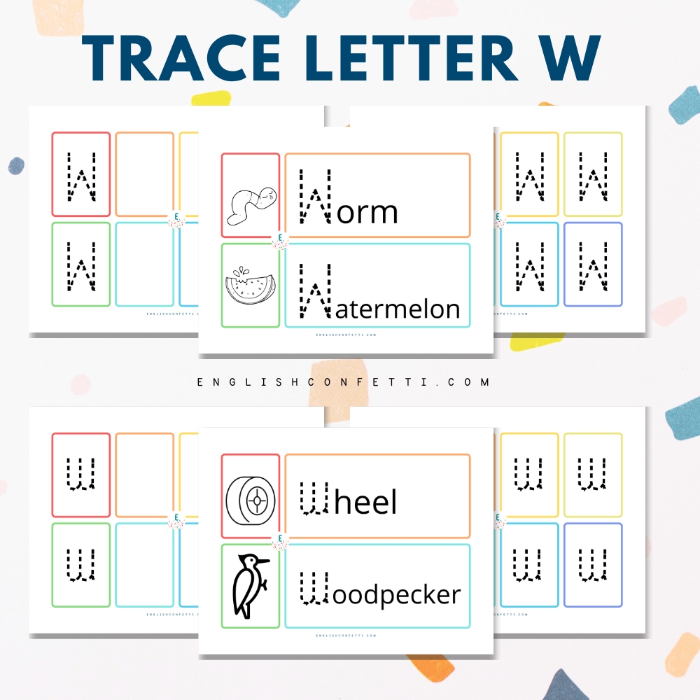 Kindergarten and Preschool Letter W Tracing Worksheets 