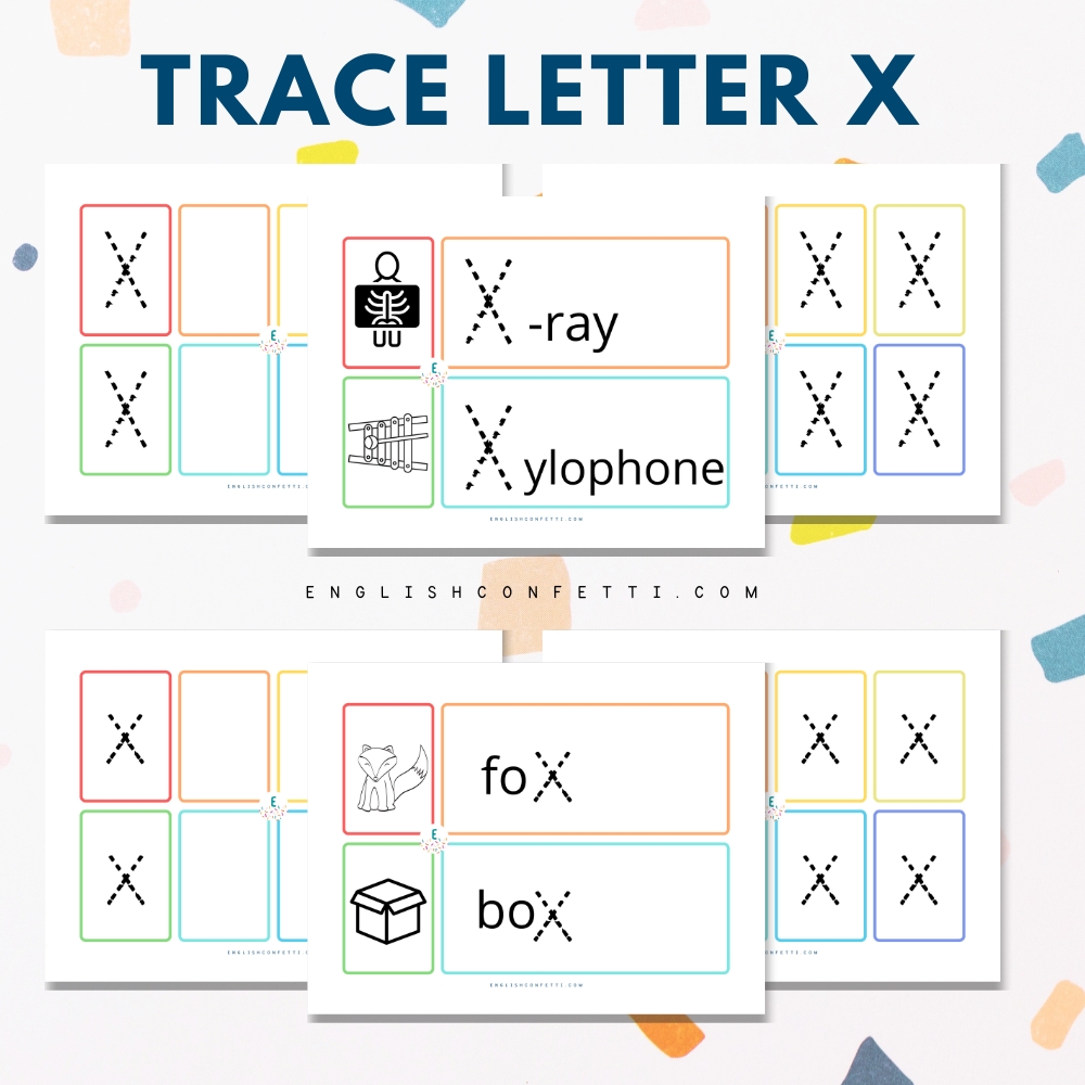 Kindergarten and Preschool Letter X Tracing Worksheets 