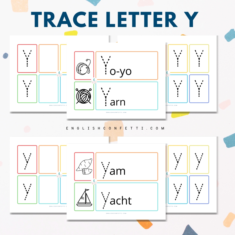 Kindergarten and Preschool Letter Y Tracing Worksheets 