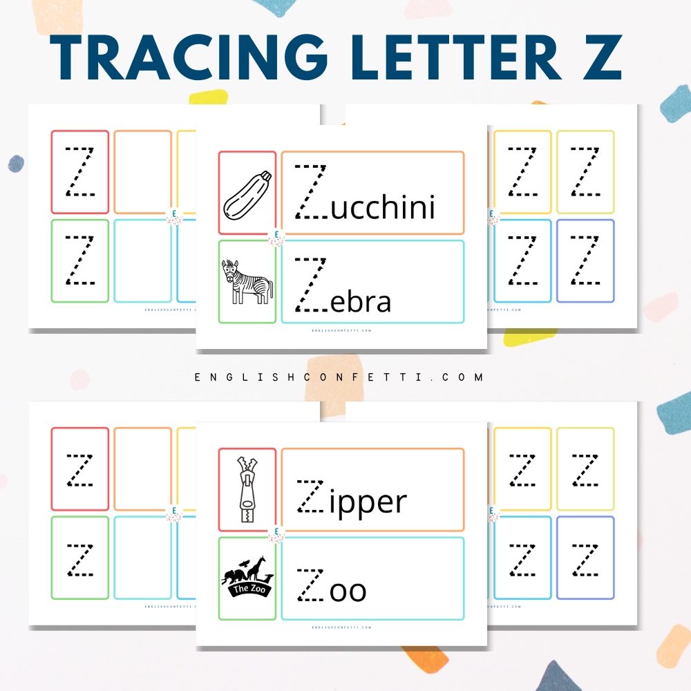 Kindergarten and Preschool Letter Z Tracing Worksheets 