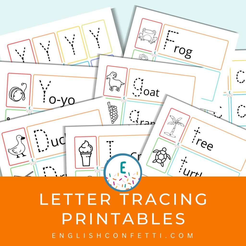 letter tracing worksheet and printables for children learning to write