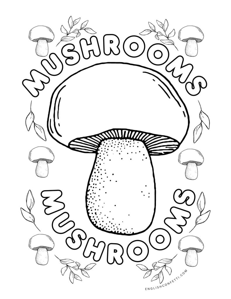 minimalistic mushroom coloring graphic
