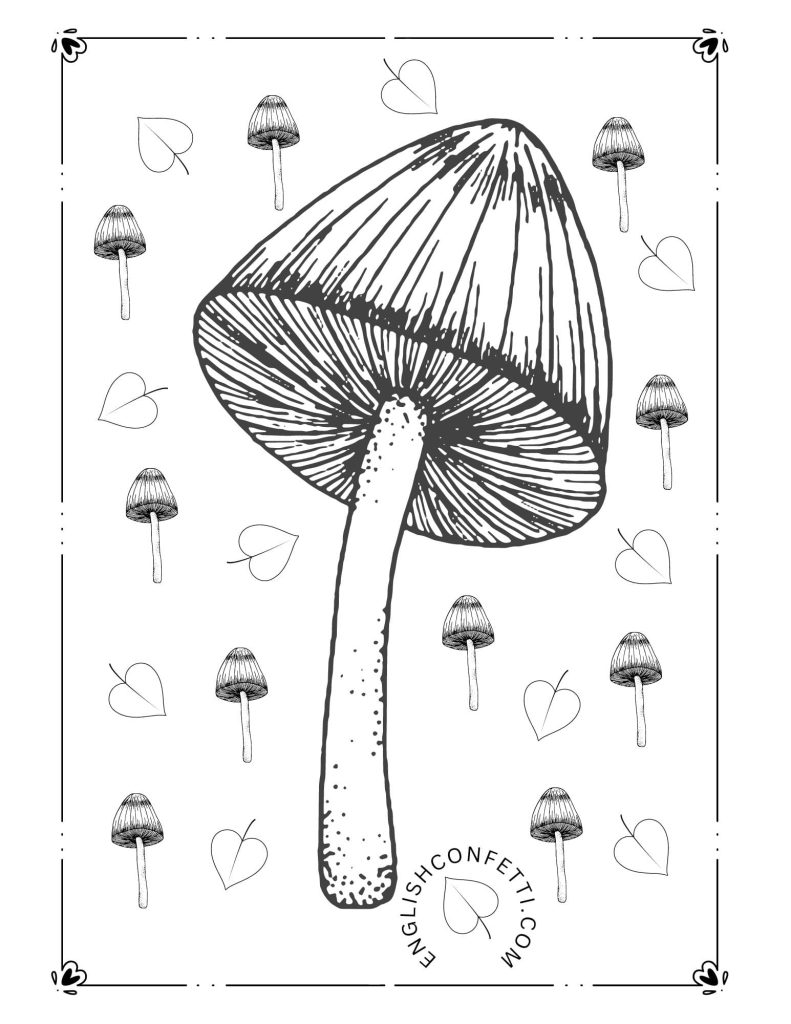 dark and moody mushroom coloring page