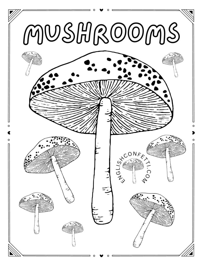 floating mushroom coloring page PDF download