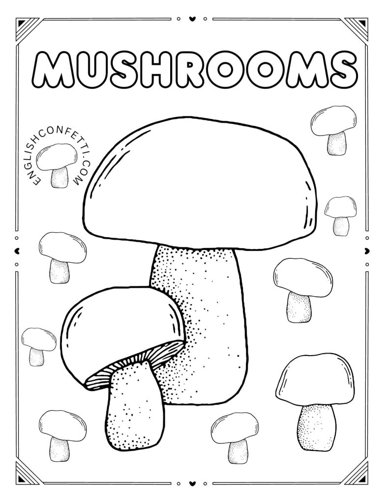 sweet mushroom coloring activity for children