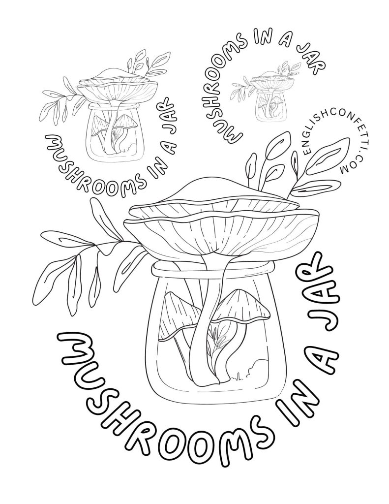 Mushroom in a jar coloring sheet