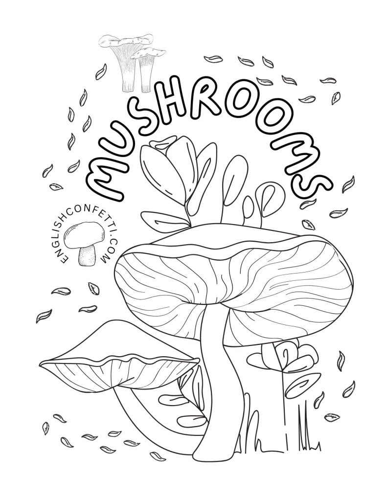 Fall Mushroom Coloring Page printable
