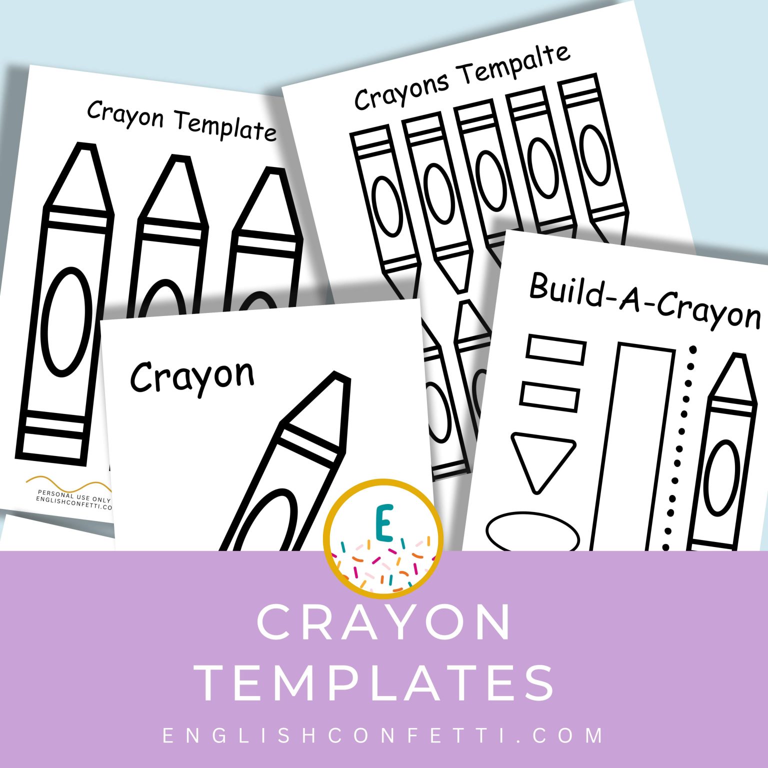Crayon Template Printable {Free} English Confetti