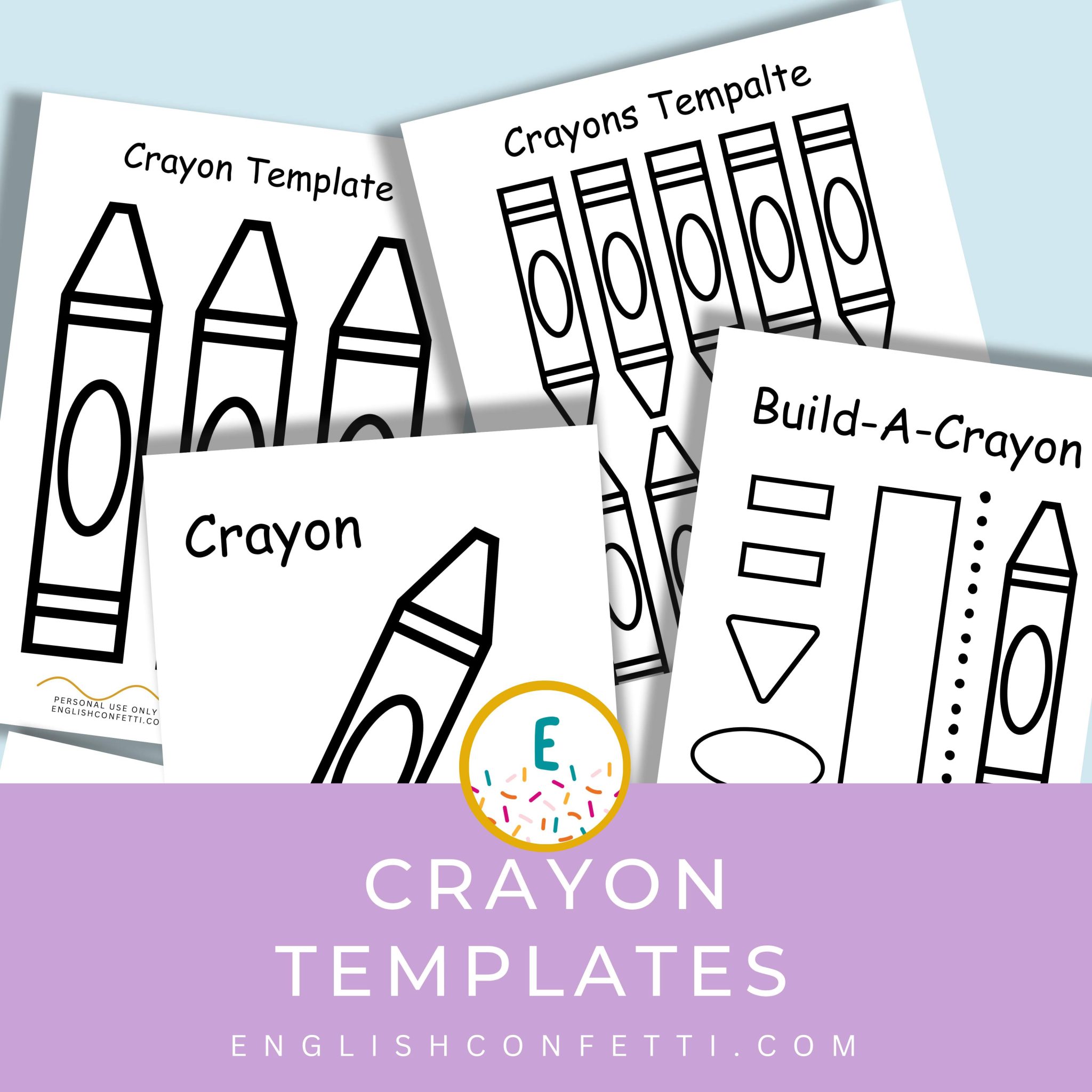Crayon Template Printable {Free} English Confetti